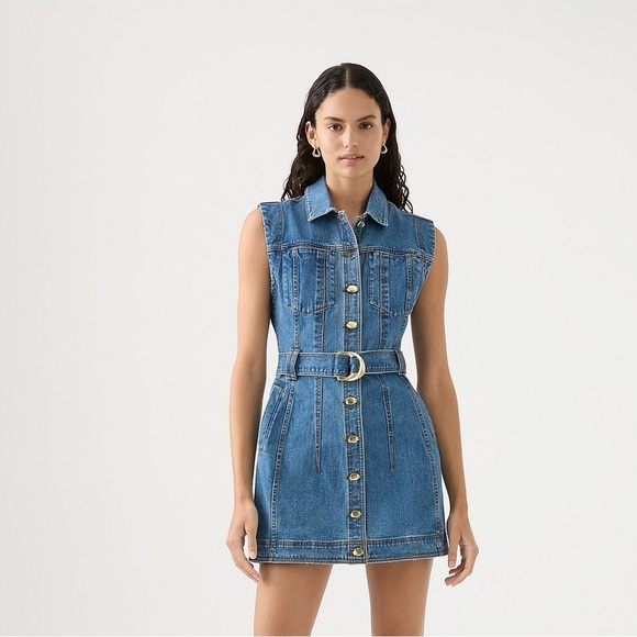 Aje Dresses & Skirts - Aje Darcie Denim Blue Mini Dress Belted 90’s Wash